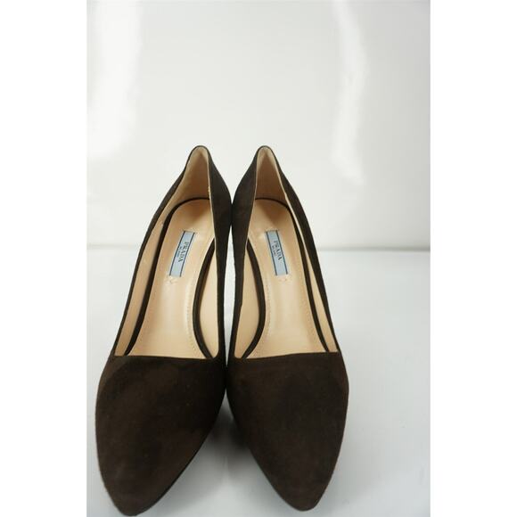Prada Dark Brown Suede Leather Platform Heel Pumps size 40 10 - Picture 11 of 11